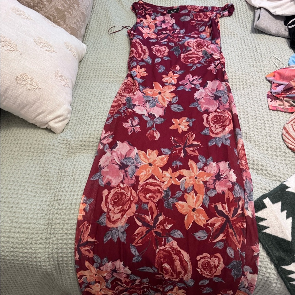 Vici Burgundy Floral Maxi Dress